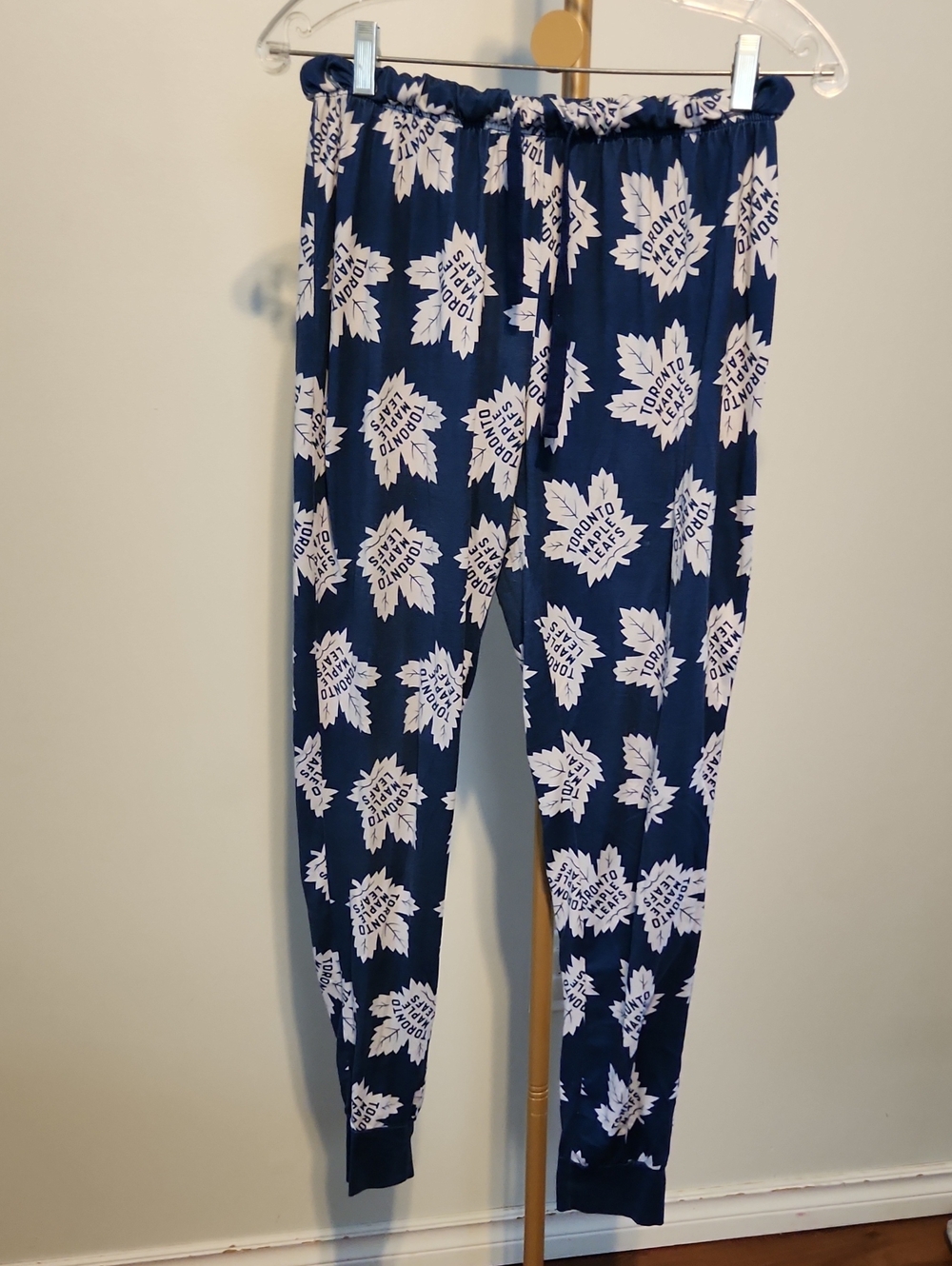 Navy Leaf Print Jogger Pants - Toronto Leafs Pattern
